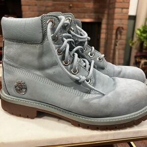Timberland Women's Light Blue Nubuck Size 6 A10PC Waterproof Boots Street Wear‎